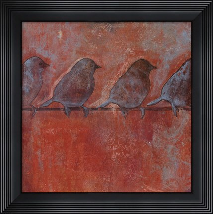 Framed Row of Sparrows II Print