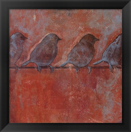 Framed Row of Sparrows II Print