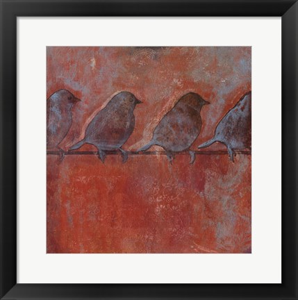 Framed Row of Sparrows II Print