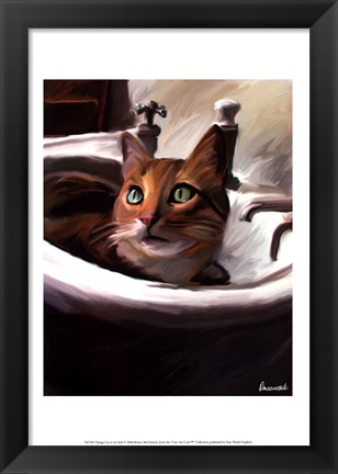 Framed Orange Cat in the Sink Print
