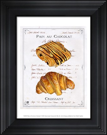 Framed Pain au Chocolat et Croissant Print