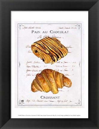 Framed Pain au Chocolat et Croissant Print