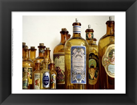 Framed French Perfume Bottles III Print