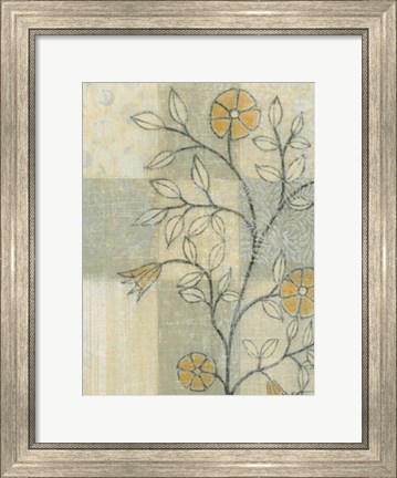 Framed Neutral Linen Blossoms I Print