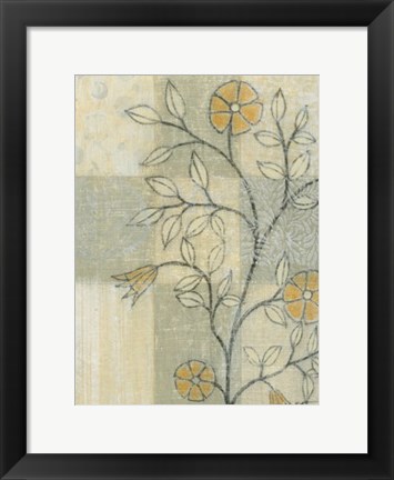 Framed Neutral Linen Blossoms I Print