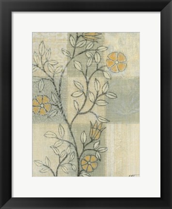 Framed Neutral Linen Blossoms II Print