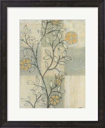 Framed Neutral Linen Blossoms II Print