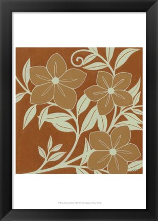 Framed Tan Flowers with Mint Leaves I Print