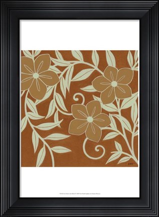 Framed Tan Flowers with Mint Leaves II Print