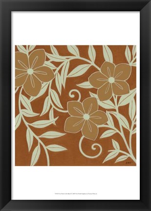 Framed Tan Flowers with Mint Leaves II Print