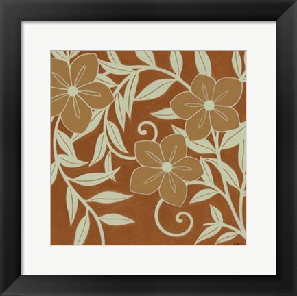 Framed Tan Flowers with Mint Leaves II Print