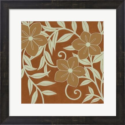 Framed Tan Flowers with Mint Leaves II Print