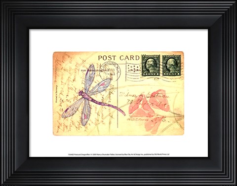 Framed Postcard Dragonfly I Print