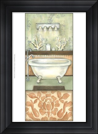 Framed Damask Bath I Print