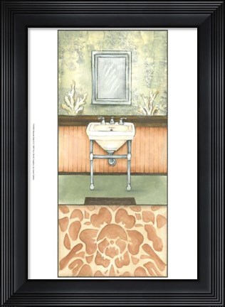 Framed Damask Bath II Print