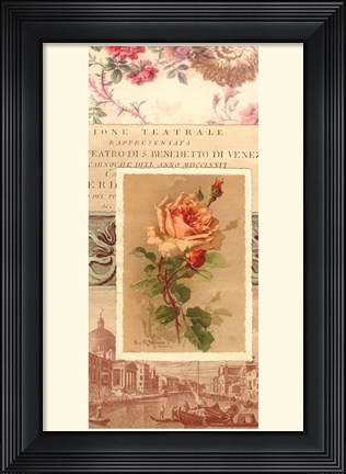 Framed Vintage Rose Panel I Print