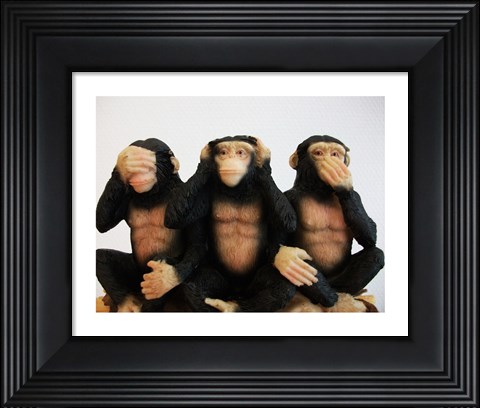 Framed Monkeys - See No Evil, Hear No Evil, Speak No Evil Print