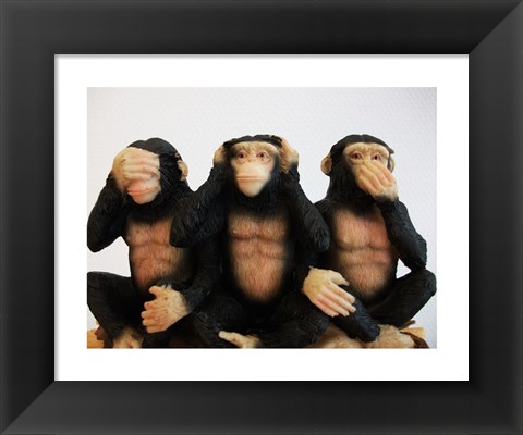 Framed Monkeys - See No Evil, Hear No Evil, Speak No Evil Print