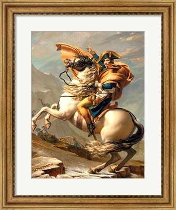 Framed Napoleon (1769-1821) Crossing the Alps at the St Bernard Pass Print