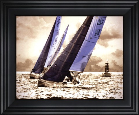 Framed Racing Waters I - mini Print