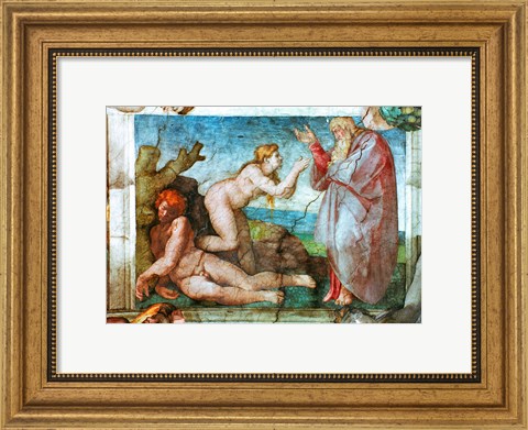 Framed Sistine Chapel ceiling: Creation of eve, with four Ignudi, 1511 Print