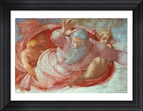 Framed Sistine Chapel: God Dividing the Waters and Earth Print