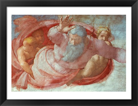 Framed Sistine Chapel: God Dividing the Waters and Earth Print