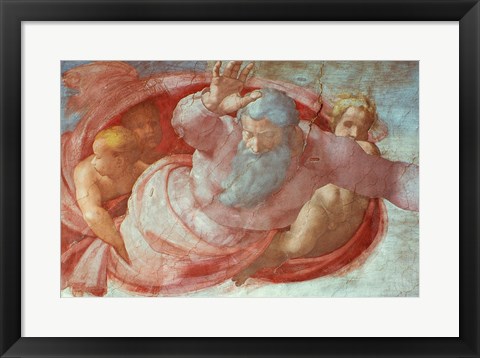 Framed Sistine Chapel: God Dividing the Waters and Earth Print