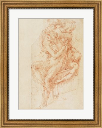Framed Study of Lazarus and two Attendant Figure Print