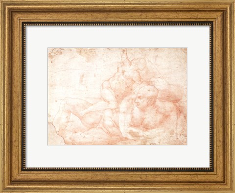 Framed Study of a Male and Female Nude Print