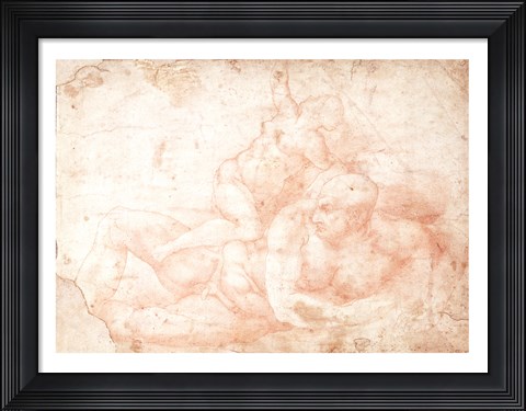 Framed Study of a Male and Female Nude Print