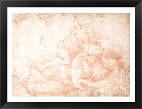 Framed Study of a Male and Female Nude Print