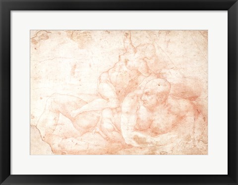 Framed Study of a Male and Female Nude Print