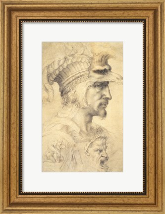 Framed Ideal head of a warrior Print
