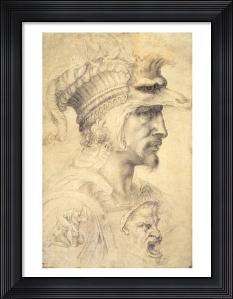Framed Ideal head of a warrior Print