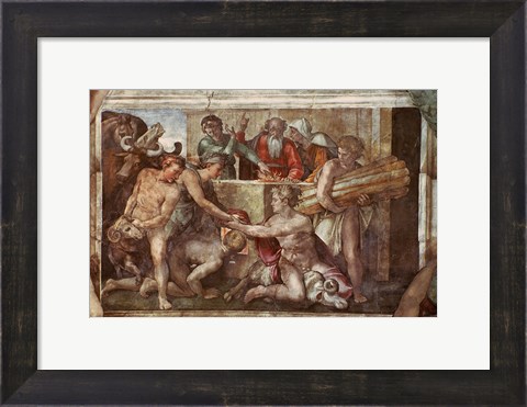 Framed Sistine Chapel Ceiling: Noah After the Flood Print