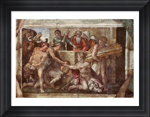 Framed Sistine Chapel Ceiling: Noah After the Flood Print