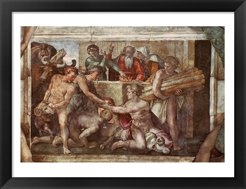 Framed Sistine Chapel Ceiling: Noah After the Flood Print