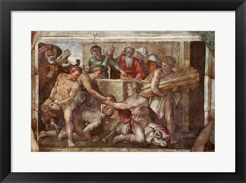 Framed Sistine Chapel Ceiling: Noah After the Flood Print