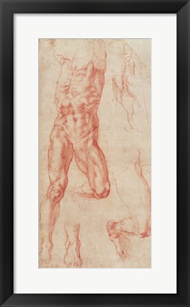 Framed W.13r Study of a male nude, stretching upwards Print