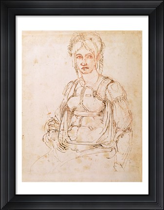 Framed W.41 Sketch of a seated woman Print