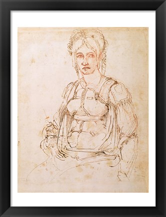Framed W.41 Sketch of a seated woman Print