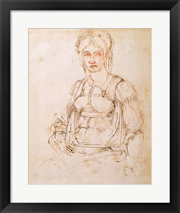 Framed W.41 Sketch of a seated woman Print