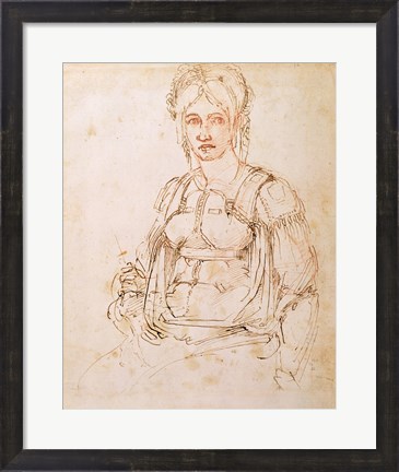 Framed W.41 Sketch of a seated woman Print