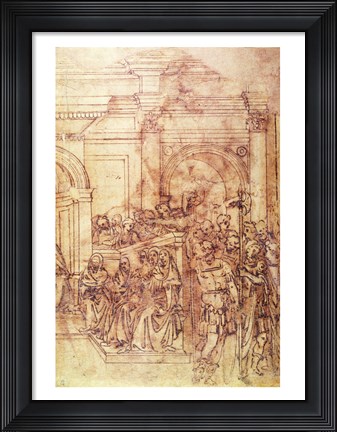 Framed W.29 Sketch of a crowd for a classical scene Print