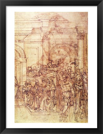 Framed W.29 Sketch of a crowd for a classical scene Print