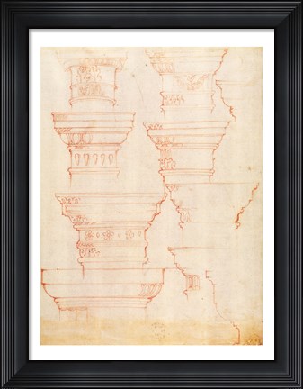 Framed W.18v Study of column capitals Print