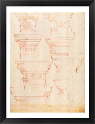 Framed W.18v Study of column capitals Print