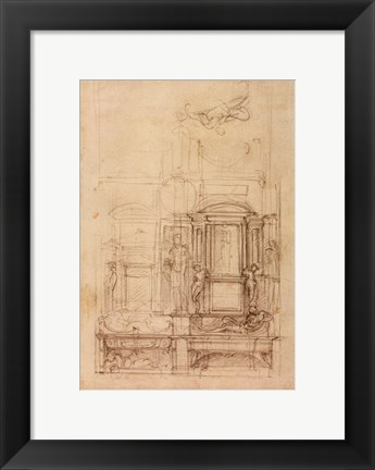 Framed W.26r Design for the Medici Chapel in the church of San Lorenzo, Florence Print