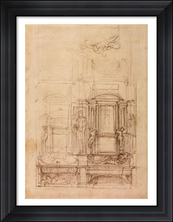 Framed W.26r Design for the Medici Chapel in the church of San Lorenzo, Florence Print